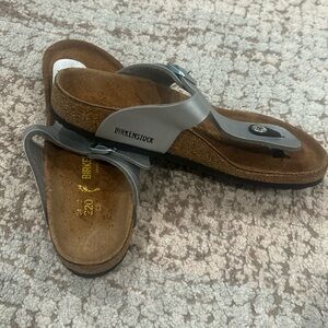 Birkenstock sandals. Silver, girls size 34.